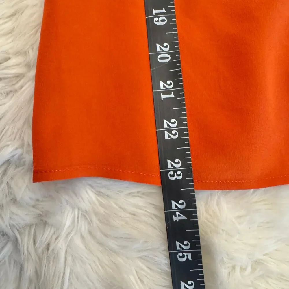 Tory Burch Orange Pleated Sleeveless Silk Top 2 NWOT
